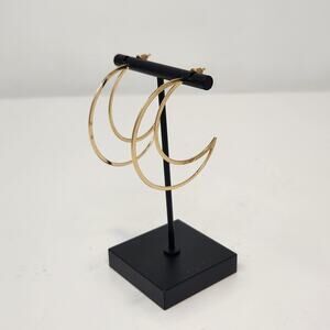 Crescent Moon Gold Tone Metal Post Oversized Earrings Fashion Celestial Jewelry